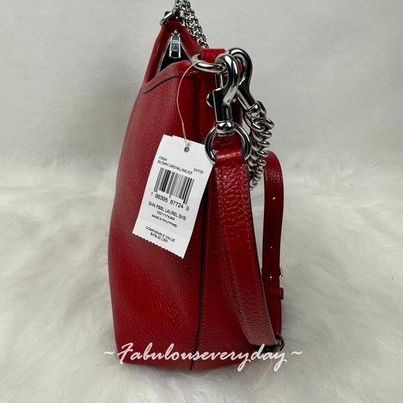 Coach Laurel Shoulder Bag With Mirror Charm And Pouch CBI94 Dark Cardinal/Walnut - Picture 4 of 11